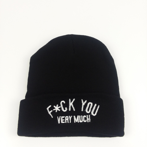 Accessories - Rude Funny "F*ck You Very Much"  Black Beanie